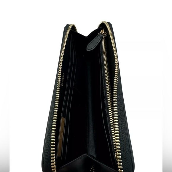 BURBERRY Ellerby Black Leather Icon Stripe Canvas Zip Around Continental Wallet - Picture 5 of 13